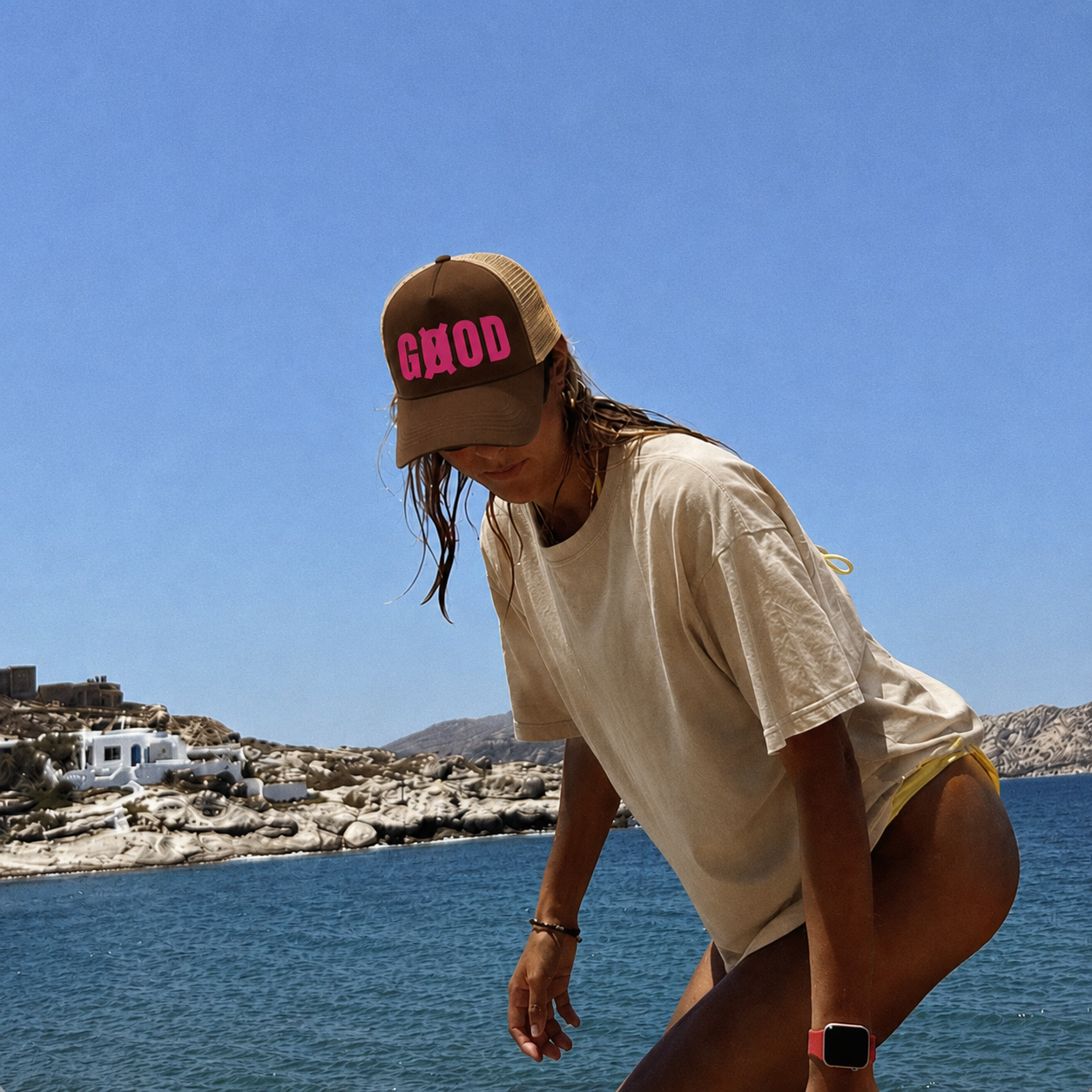 Casquette snapback trucker marron / beige