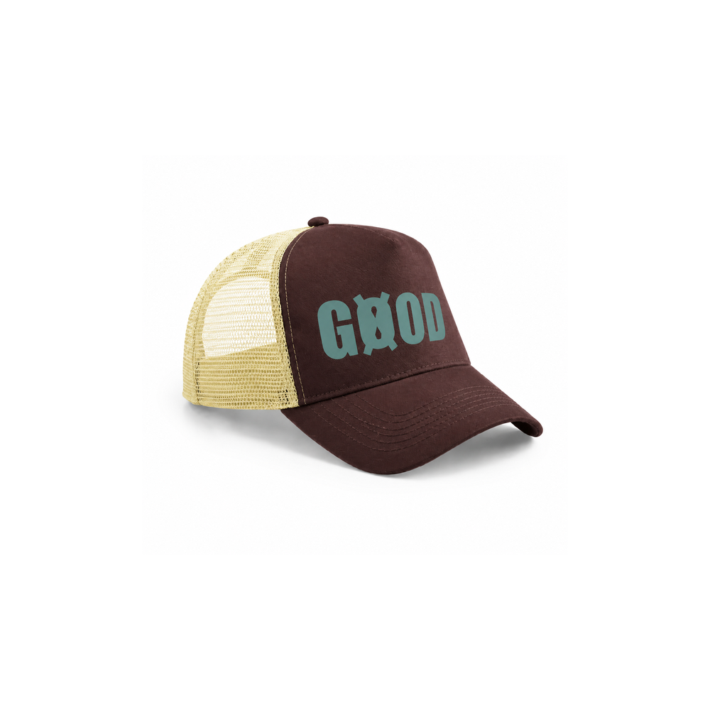 Casquette Trucker Chocolat/Caramel — Logo Kaki - photo GOODGOD Paris 2