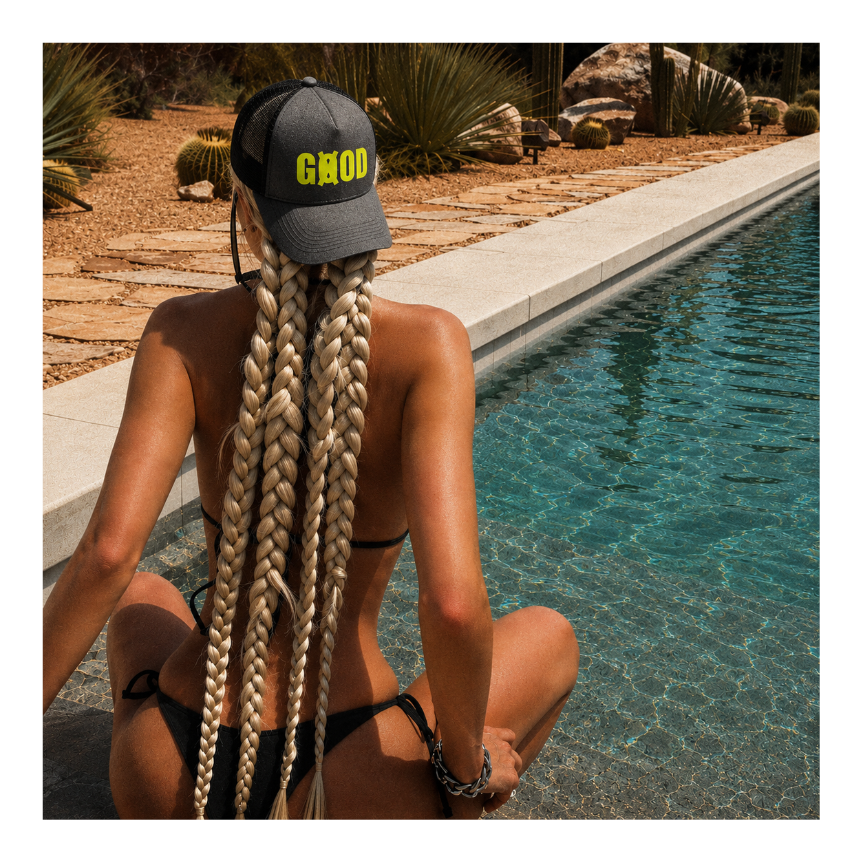 Casquette snapback trucker noir gris logo sérigraphié blanc GOODGOD Paris